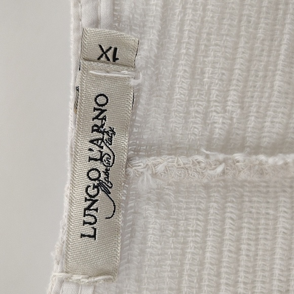 Lungo L'arno Made In Italy Pullover Linen Blouse Size 1X Floral Print Cream - Picture 4 of 8